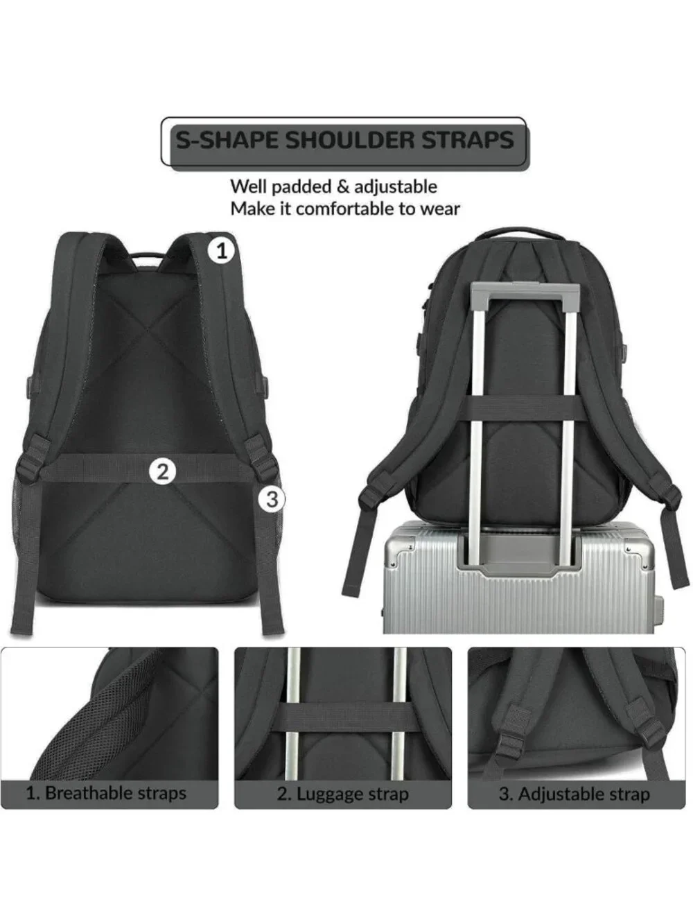 Water Resistant Daypack Backpack for School, Travel & Outdoor - Fits 15.6
